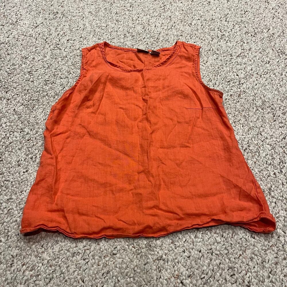 LL Bean Linen Tank Top S Coastal Classic Preppy Orange Summer Vacation